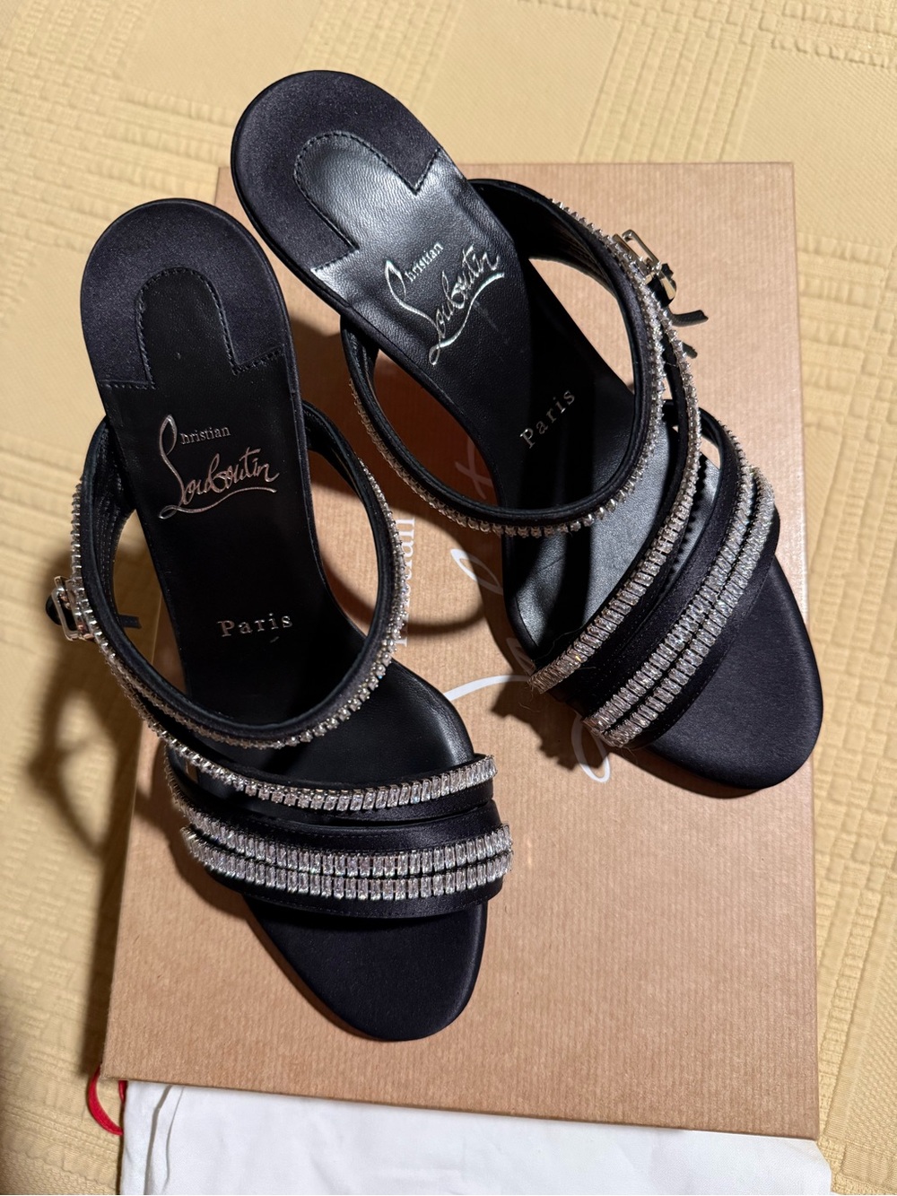 Christian Louboutin Black Meryl Zip Strass 80 Size 37.5 Authentic Protected NIB